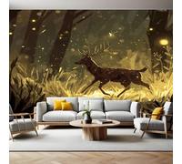 Light Yellow Wall Murals for Living Room Forest Wild Deer 3D Print Photo Wallpaper Luxury Design Modern Non-Woven Wall Mural Sofa TV Kids Bedroom Decoration 200 x 140cm