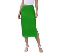 Light Yellow Women's Midi Skirt Elastic Split High Waisted Midi Skirt Midi Active Skirt Bottom, Small, Green, L