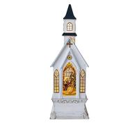 Lightahead Christmas Church Light Lamp with Nativity Scene Inside,Musical Swirling Glitter Warm White LED Light and 8 Melodies Home Christmas Decorations