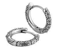 LIGHTAOTAO 1 Pair Punk Copper Metal Earrings with Lock Clasp Design and Durability, Silver round Ear Drops Suitable for Men and Women in Street Style