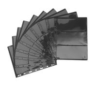 LIGHTAOTAO 10 Sheets Transparent Double-Sided Loose-Leaf Stamp Holders for Collectors Binder Album Pages with Black Background Protective PVC Storage for Postcards Cards Photos