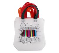 LIGHTAOTAO 10pcs Paintable Bags with Color Pens Reusable Nonwoven DIY Craft Bags for Birthday Parties and Outdoor Play and Random Color