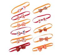 LIGHTAOTAO 11pcs Autumn Pet Bowtie Collar Adjustable Dog Cat Bow Ties for Puppies Kittens Soft Skin-friendly Maple Leaf Pumpkin Design for Halloween Thanksgiving Party Grooming Accessories