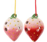 LIGHTAOTAO 2 Sets Strawberry Fruit-shaped Ocarinas for Beginner Practice Wind Instruments with Resonant Sound and Lightweight Compact Design Random Color