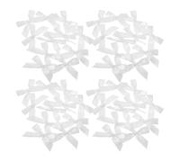 LIGHTAOTAO 200pcs Small White Satin Ribbon Bows for Crafts Pre-Made Mini Decorative Bows with Adjustable Polyester Ribbon for Birthday and Party Decorations