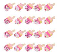 LIGHTAOTAO 20Pcs Mini Ice Cream Pendant Charms in Pink and Yellow, Polymer Clay Flat Back Sweets Beads for DIY Hair Clips, Bracelets, Phone Case Decoration, Barrette Making Accessories