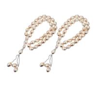 LIGHTAOTAO 2pcs Acrylic Masbaha Finger Counter Prayer Beaded Bracelets with Integrated Arabic Counter, Stylish Beige Wrist Jewelry for Meditation and Islamic Worship