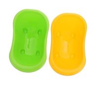 LIGHTAOTAO 2Pcs Bird Bathing Tub and Food Feeder Plastic Birds Cleaning Basin for Small Parrots Budgies and Cage Accessories Lightweight and Strong Cage Pet Supplies in Green and Yellow
