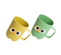 LIGHTAOTAO 2pcs Cartoon Toothbrush Cups for Bathroom and Kitchen Multi-purpose Plastic Storage Holders in Yellow and Green Space-saving Design for Toothpaste Toothbrush Mouthwash Family Use