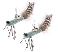 LIGHTAOTAO 2pcs Cat Teaser Attachment Replacement Feather with Plush and Plume Material for Lasting Use to Change Bad Biting Behavior and Spend Time with Pets