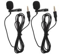 LIGHTAOTAO 2pcs Clip-on Lavalier Microphone for Laptop and Phones with Copper Material, 4-pole 3.5mm Plug, Portable and Lightweight, for Interviews and Online Courses, Noise Reduction Black