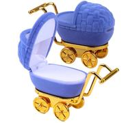 LIGHTAOTAO 2pcs Elegant Stroller Shaped Wedding Ring Box in Blue with Lightweight Flannel and Spacious Interior, Ring Holder for Valentine's Day or Marriage Proposal Ceremony