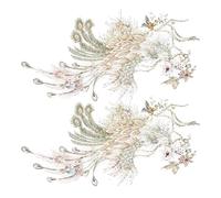 LIGHTAOTAO 2pcs Embroidered Applique Sew on Patches Green Peacock Design Polyester Material Easy to Sew and Skin Friendly for Embellishing Large Bag Or Bed Sheets