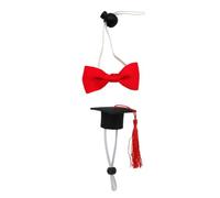 LIGHTAOTAO 2pcs Graduation Season Small Pet Accessories Hamster Accessories Set Featuring Red Felt Cloth Hat with Adjustable Buckle and Bow-tie for Hamsters and Sugar Gliders at Birthday