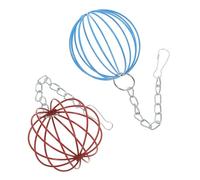 LIGHTAOTAO 2pcs Hanging Rabbit Feeder Balls Chain, Grass Feed Dispenser Balls for Bunny and Guinea Pig Cages, Red and Blue Pet Slow Feeding Toys for Small Animals