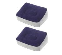 LIGHTAOTAO 2Pcs Inflatable Footrest Pillow Gray Blue Flocked Surface, Ergonomic Desk Foot Stool for Office and Home Use, Portable Leg Elevation Cushion for Travel and Airplane