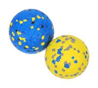 LIGHTAOTAO 2pcs Large Sturdy Interactive Dog Chew Balls 7.5cm for Aggressive Chewers Puppy Training Pet Play Yellow Grey Blue