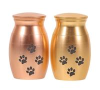 LIGHTAOTAO 2Pcs Pet Memorial Urns for Dogs and Cats - 1-Inch Decorative Ashes Keepsake Boxes with Paw Pattern - Gold and Rose Gold Pet Ashes Jars for Memorial and Loss Remembrance