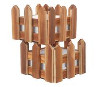 LIGHTAOTAO 2pcs Rustic Wooden Picket Fence Planter 3.9x2.8 Inch Brown