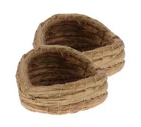 LIGHTAOTAO 2Pcs Small Straw Woven Chicken Nest Bed for Egg Laying and Breeding Handwoven Coop Sleeping House Providing Comfortable Private Space for All Chicken