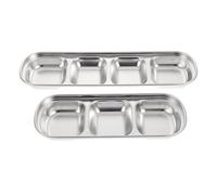 LIGHTAOTAO 2pcs Stainless Steel Multi-grid Feeding Trays for Small Pets, 3-compartment and 4-compartment Food Plates, Suitable for Hamster and Small Animal Feeding Supplies