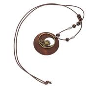 LIGHTAOTAO 2pcs Vintage Boho Pendant Necklaces for Women, Long Lightweight Rose Hollow Design with Wood and Plastic Beads, for Casual Outings and Formal Events