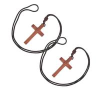 LIGHTAOTAO 2pcs Wooden Crucifix Necklace for Men and Women with Handcrafted Quality and Gentle on Skin Features, Brown Cross Pendant Necklace Suitable for Baptism and Daily Prayers