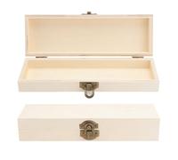 LIGHTAOTAO 2pcs Wooden Pencil Case Stationery Storage Box for Students, Beige Colour, Simple Retro Design, Sturdy Wood Material with Safe Edges for DIY School Use