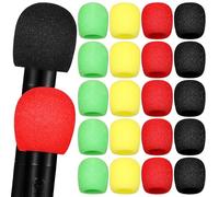 LIGHTAOTAO 32Pcs Universal Microphone Sponge Covers Thickened Windscreen Caps for Handheld Mic, Multi-Color Red Yellow Green Black, Protective Microphone Sleeves for Studio, Broadcast, and