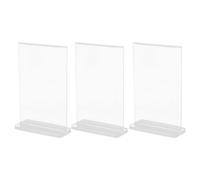LIGHTAOTAO 3pcs Double Sided Acrylic Sign Holder with Qr Code Feature, Sl lloy Display Stand for Restaurant Menu and Exhibition, Multifunctional Design Plastic Desk Sign Holder