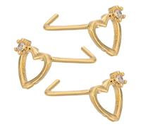 LIGHTAOTAO 3pcs L Shaped Nose Studs for Women, Heart Shaped Metal Nose Piercing Jewelry with Golden Finish, Fashionable and Secure Fit, for Parties and Occasions