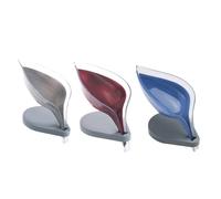 LIGHTAOTAO 3pcs Leaves Shaped Soap Rack Soap Storage Box with Water Draining Function Easy to Use Abs Material for Bathroom and Counter Top Random Color