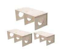 LIGHTAOTAO 3pcs Organic Wood Hamster Cabin Multi Chamber Hideout for Small Pets Space Saving for Hamsters Hedgehogs and Mice Easy to Clean Cozy Retreat