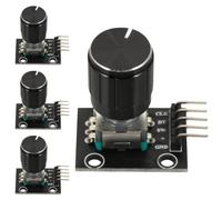 LIGHTAOTAO 4 Set Incremental Rotary Encoder Module with Metal Threaded Shaft and Push Button, Breadboard Friendly Design Featuring Tactile Feedback for Robotics Control and Menu Navigation