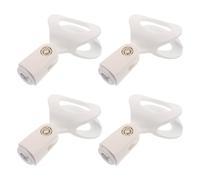 LIGHTAOTAO 4pcs White Microphone Clips Desk Mount Clamp for Singers and Performers, Lightweight Plastic and Metal Material, Universal Compatibility, for Studio Recording and Church Interviews