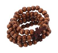 LIGHTAOTAO 5pcs Lightweight Wooden Beaded Cross Bracelet for Men and Women, Rustic Religious Devotional Accessory Made of Wood, for Christmas and Anniversaries, Elegant Faith Charm Jewelry