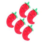LIGHTAOTAO 5pcs Plush Squeaky Pet Chew in Chili Pepper Shape for Dogs and Pets, Easy to Clean with Interactive Sound Feature, for Teething Training and Indoor Play