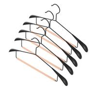 LIGHTAOTAO 5Pcs Wide Shoulder Clothes Hangers for Heavy Overcoats and Trousers Space-saving Wooden Iron Coat Closet Organizer Non-slip Design for Neat Garment Storage at Home