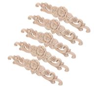 LIGHTAOTAO 5pcs Wooden Carved Rose Appliques Unpainted Decorative Wood Embellishments with Lifelike Rose Patterns and Intricate European Style Carving for Walls and Home Interiors