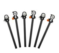 LIGHTAOTAO 6 Pcs Halloween Silicone Gel Pens 0.5mm Black Skull Shape Vivid Novelty Writing Pens for Students Classroom Party Stationery Supplies