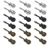 LIGHTAOTAO 60pcs Mini Metal Skull Guitar Pendants Charms for DIY Jewelry Making, Black Silver Copper Mix, Music Bracelet Necklace Earring Accessories