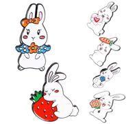 LIGHTAOTAO 6pcs Cute Bunny and Pine Tree Brooches Alloy Hat Brooches Scarf Adornments Clothing Decorations Lovely Cartoon Pins for Special Occasions and Graduation Party