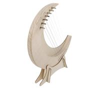 LIGHTAOTAO 7-String Wooden Lyre Harp Moon Shaped Portable Harp Musical Instrument for Beginners with Base Stand Handheld Small for Music Learning