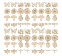 LIGHTAOTAO 80pcs Unfinished Wooden Cutouts Wood Insect Cutouts with Hemp Ropes Assorted Color Smooth Edges Can Be Dyed Plants Shaped Insect Shaped DIY Crafts