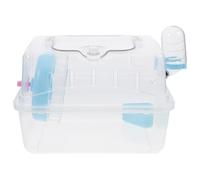 LIGHTAOTAO Acrylic Hamster Cage with Blue Base, Portable Dwarf Hamster Travel Carrier for Small Pets, Guinea Pig and Mouse Carrying Box for Outdoor Use