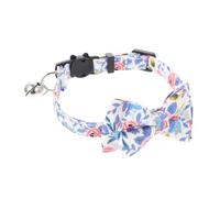 LIGHTAOTAO Adjustable Cat Collar Bow Tie with Blue White Floral Pattern Lightweight Breathable Necktie for Daily Wear and Christmas Party Safe Comfortable Pet Necklace