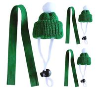 LIGHTAOTAO Adjustable Multi-purpose Small Pet Knitted Hat and Woolen Yarn Scarf Set in Green for Kittens and Hamsters Christmas Photography Accessories