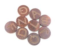 LIGHTAOTAO Alphabet for Wood Slices 7mm Round 26pcs 30mm Diameter Thick Coffee Colour Smooth Surface Engraved Wood Pieces DIY Craft Handmade Decorations