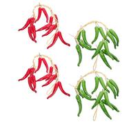 LIGHTAOTAO Artificial Appearance Peppers Realistic String Chili 4pcs Hanging with Effortless Hanging, Foam Material Fake Vegetable Decorations and Kitchen and Dining Spaces
