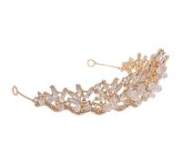 LIGHTAOTAO Baroque Wedding Tiara for Bride with Golden Metal Frame Adorned with Rhinestones, Elegant Vintage Hair Accessory Providing Secure Fit for Wedding and Party